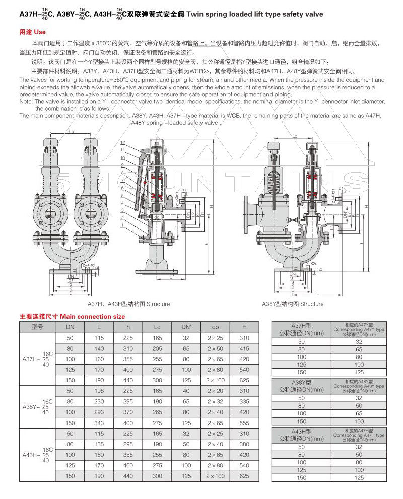 A37H/A38Y/A43H型雙聯(lián)彈簧式安全閥